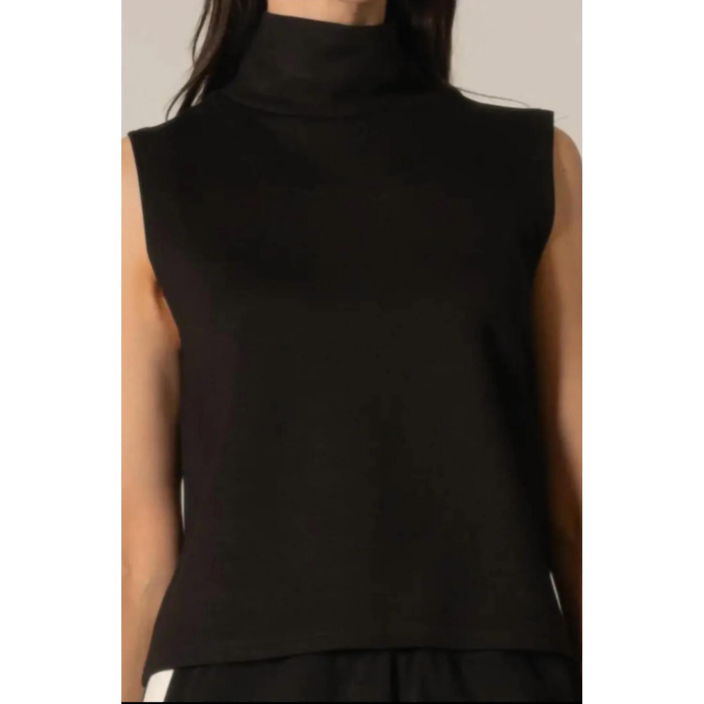 New Milio Milano Mock Neck Knit Vest In Black